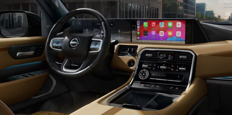 All-new 2025 Nissan Armada dashboard featuring advanced infotainment system and luxurious interior.