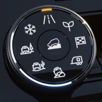 Close-up of the 2025 Nissan Armada's drive mode selector showcasing various terrain and driving options