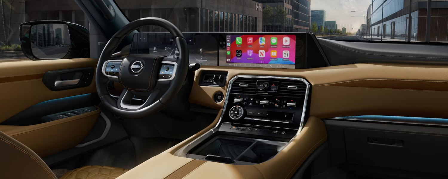 All-new 2025 Nissan Armada dashboard featuring advanced infotainment system and luxurious interior.